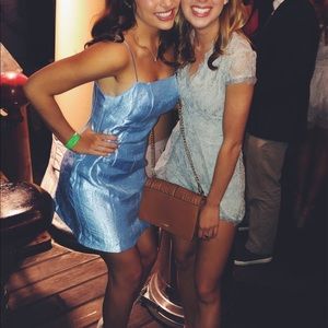 Topshop shiny light blue dress